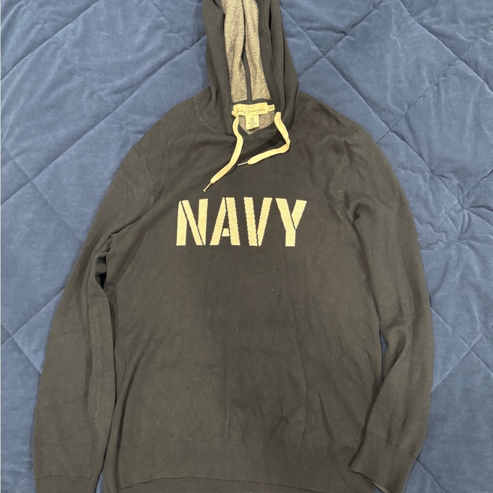 Dark Blue Navy Graphic Hoodie by H&M